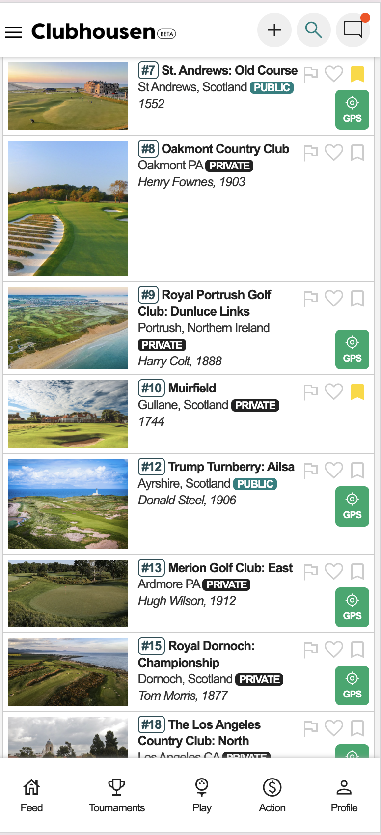 World rankings with international courses — Royal Portrush, Muirfield, Turnberry, and more